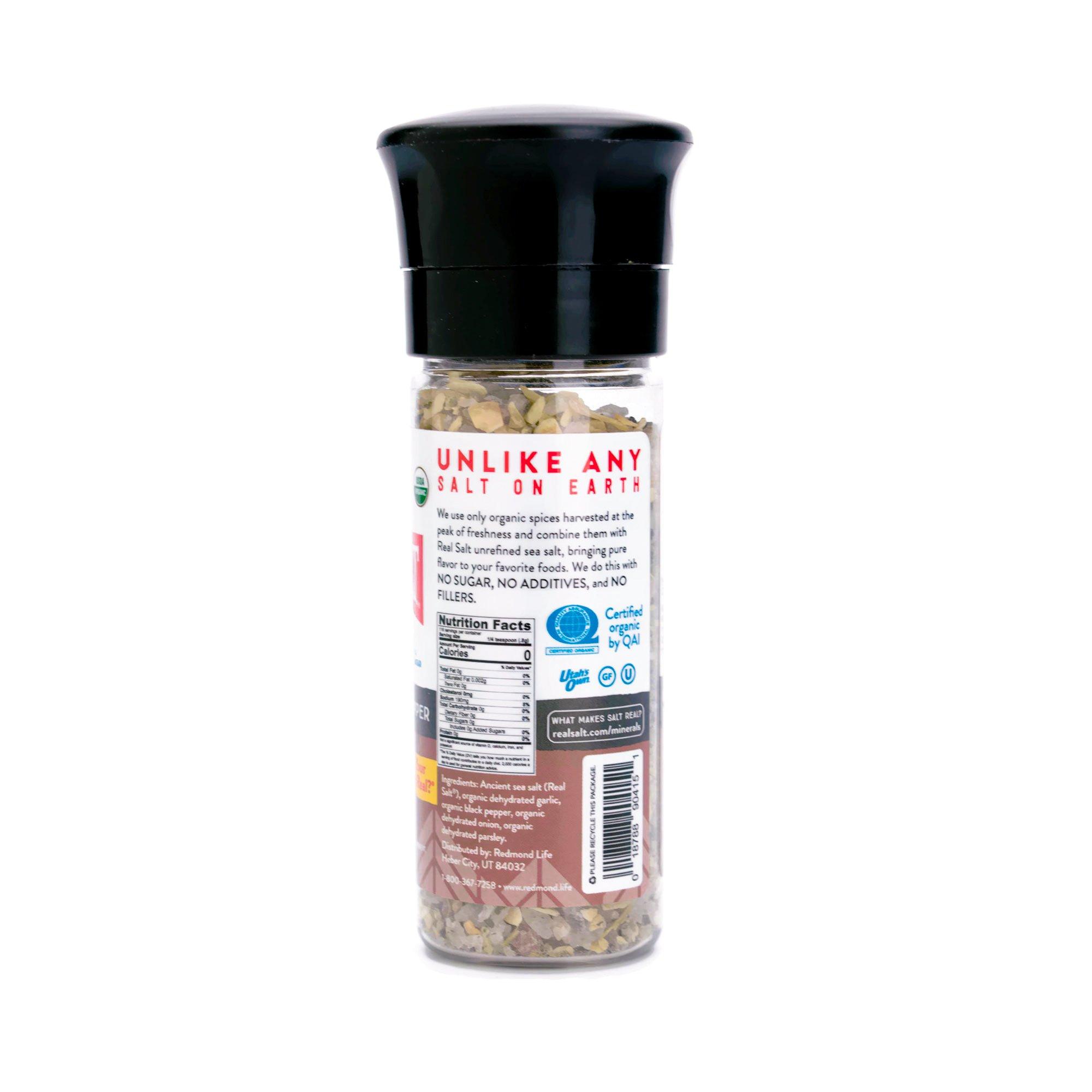 REDMOND Redmond Real Sea Salt - Natural Unrefined Organic Gluten Free, Garlic Pepper Grinder