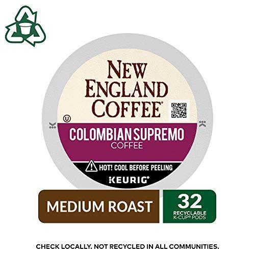 New England Coffee New England Coffee Colombian Supremo Medium Roast Single Serve Pods, 32ct Box (Pack of 1)