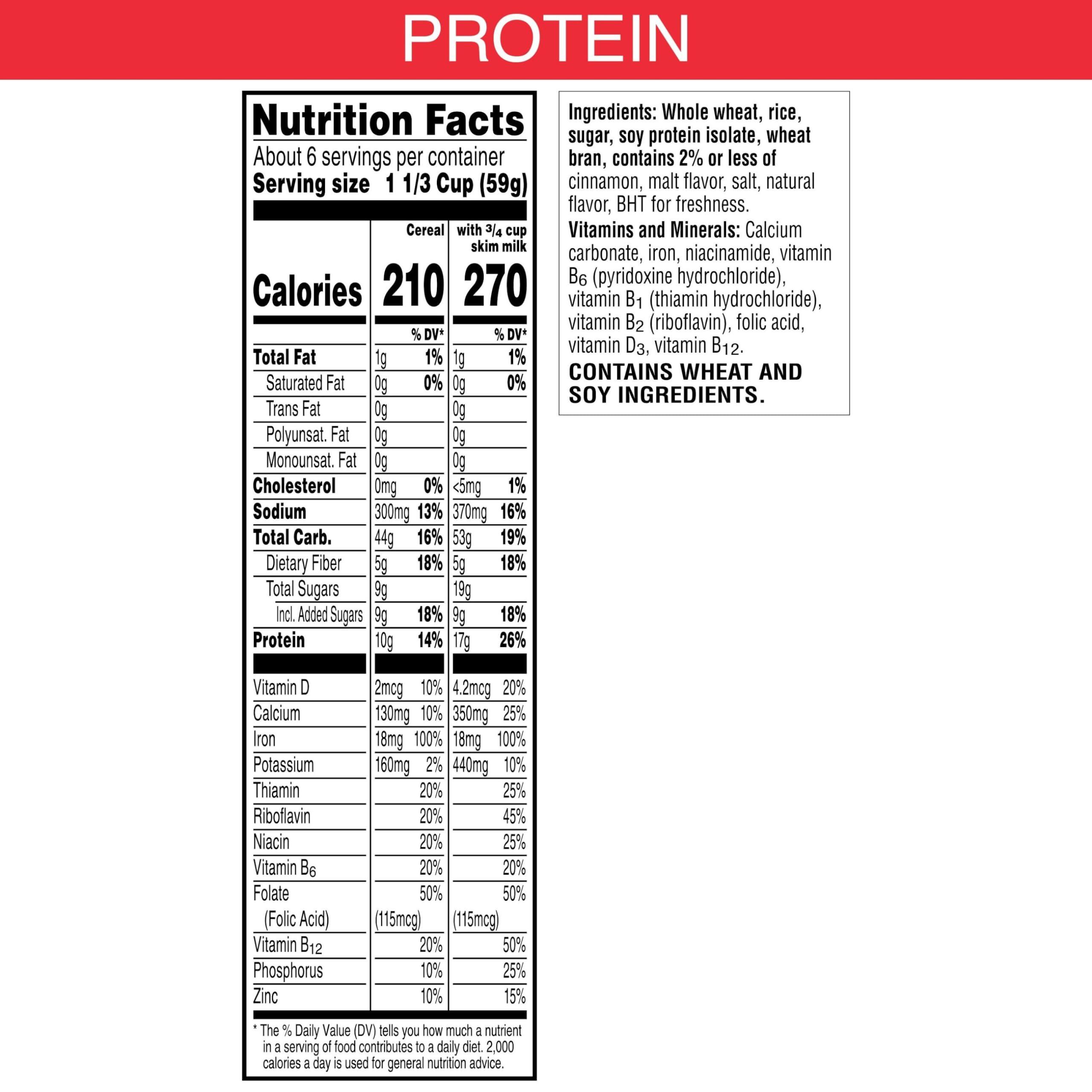 Special K Kellogg\'s Special K Protein Breakfast Cereal, Protein Cereal, Family Breakfast, Original Multi-Grain Touch of Cinnamon, 12.9oz Box (1 Box)