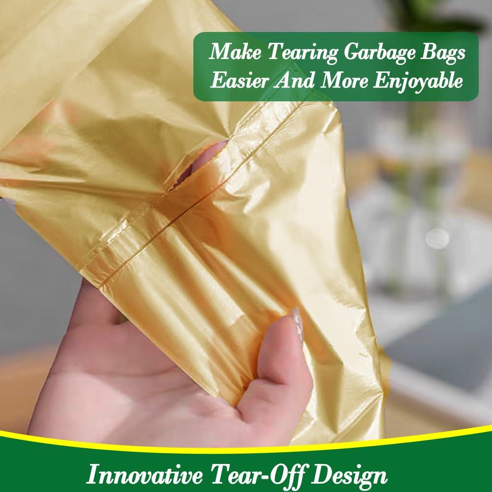 Hommaly Hommaly 1.2 Gallon 240 pcs Small Golden Trash Bags, Strong Garbage Bags, Bathroom Gold Trash Can Bin Liners Unscented, Mini Plastic Bags for Office, Waste Basket Liner, Fit 4.5 Liters, 0.5-1.2 Gal
