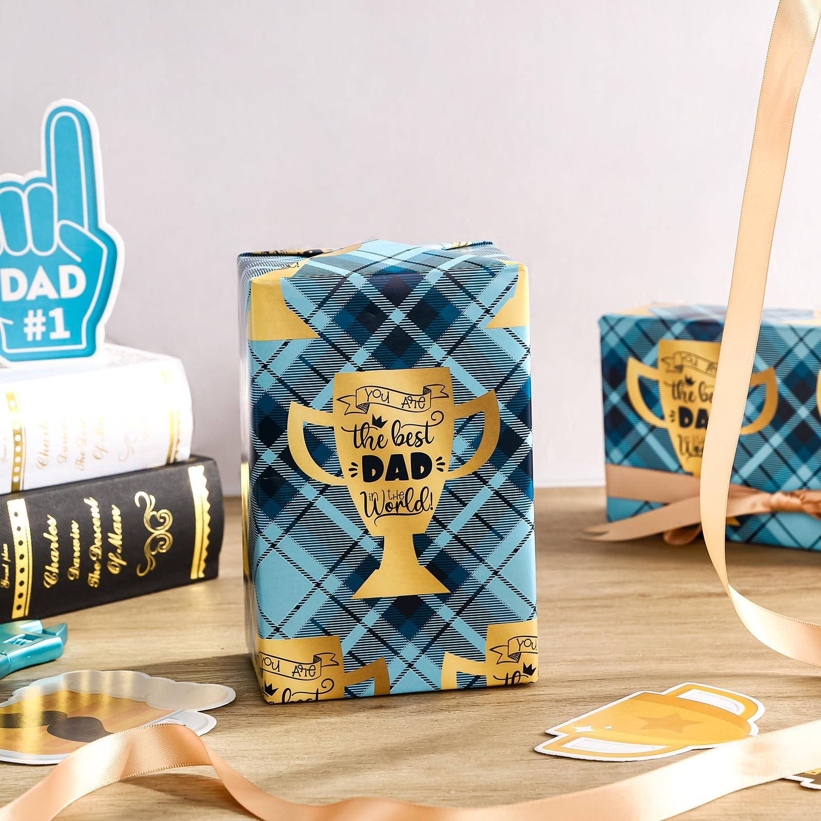 WRAPAHOLIC WRAPAHOLIC Father\'s Day Wrapping Paper - Mini Roll - 17 Inch X 33 Feet - You Are the Best Dad in the World Design for Party, Holiday
