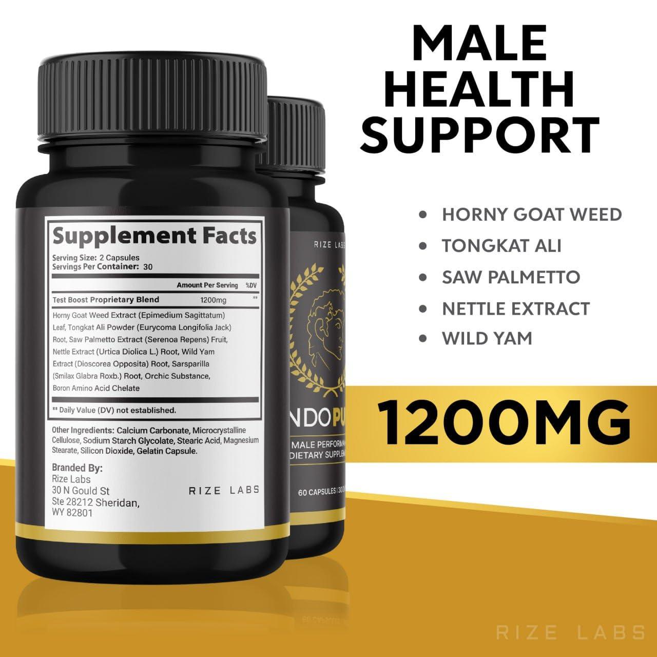 rize labs rize labs - EndoPump Capsules Support Supplement, Advanced Formula for Male Performance, Provides Energy Pump & Extra Strength (120 Capsules)