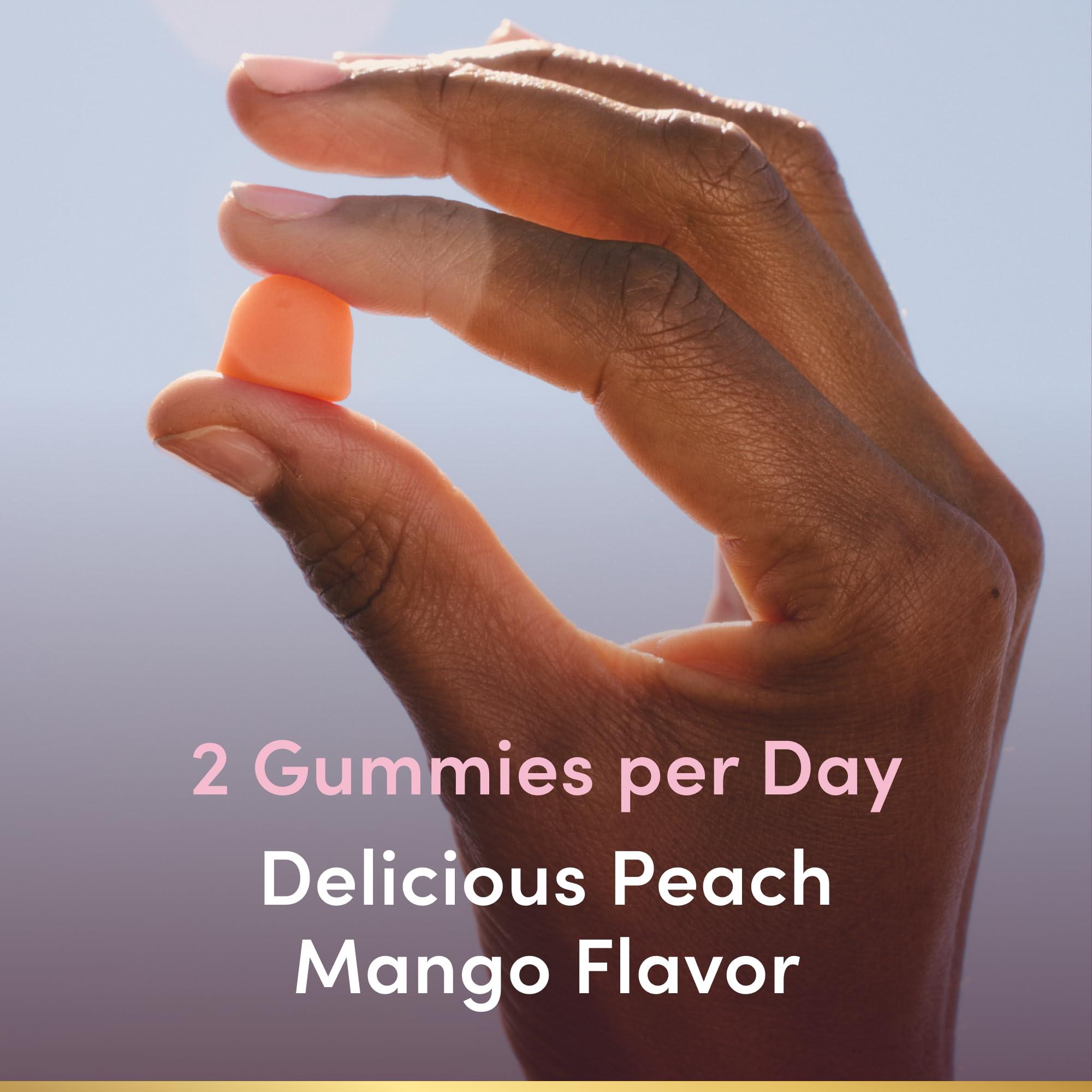 Nature\'s Bounty Natures Bounty Hair Growth Gummies for Supporting Thicker, Fuller Hair with Biotin, Silicon & Arginine, Peach Mango Flavor Gluten Free, Contains No Lactose, Sodium or Fish, 60 Count/30 Servings