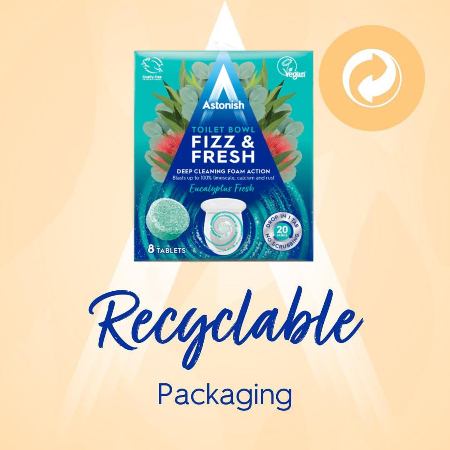 Astonish Astonish All In 1 Dishwasher Tabs, 100ct + Fresh Fizz & Fresh Bathroom Toilet Bowl Cleaner, 8ct