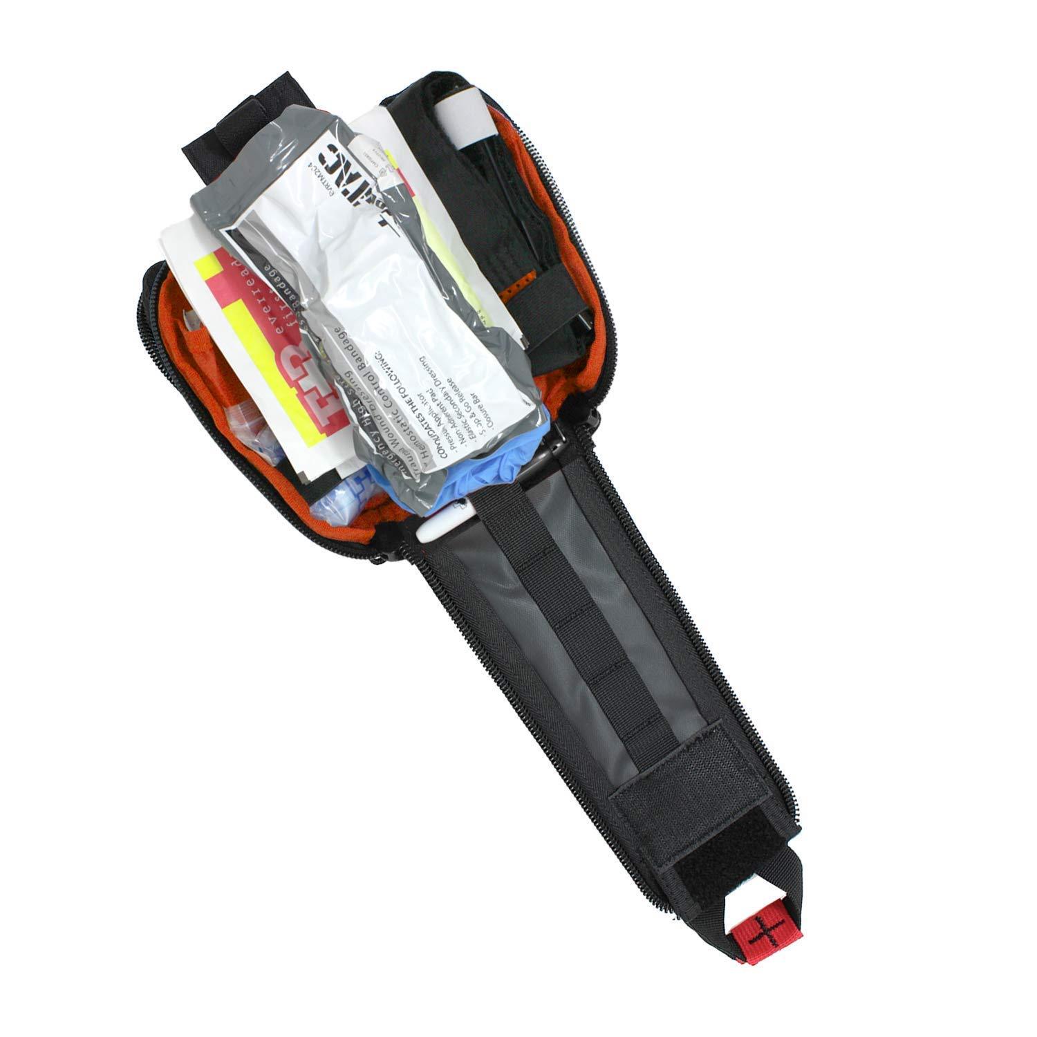 MediTac Meditac Premium Tactical Trauma IFAK Kit with Celox Hemostatic Granules, SOF Tourniquet and Pressure Bandage in Molle Pouch, Bleeding Control Kit (Black)