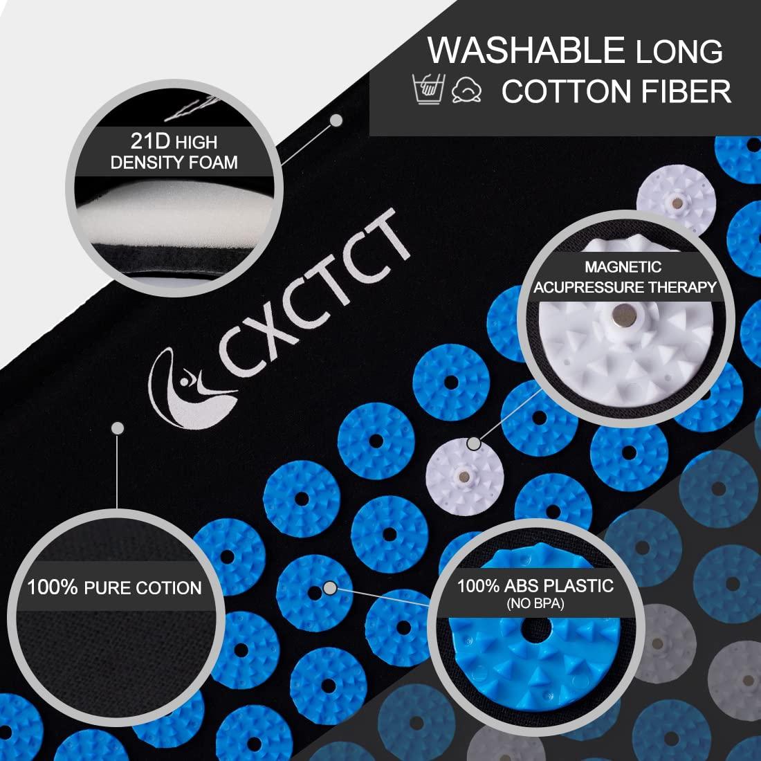 CXCTCT Extra Long Yoga Acupressure Mat Set,Massage Acupuncture Mat Large,Magnetic Mat Acupressure Body mat and Pillow for Neck Back Pain Relief(Blue)