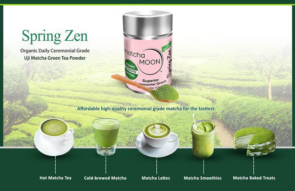 Matcha Moon Matcha Moon Spring Zen Matcha Green Tea Powder - Ceremonial Grade Matcha Green tea - Organic Japanese Matcha - Traditional Matcha Powder from Uji Kyoto - 100g (3.5 oz.)