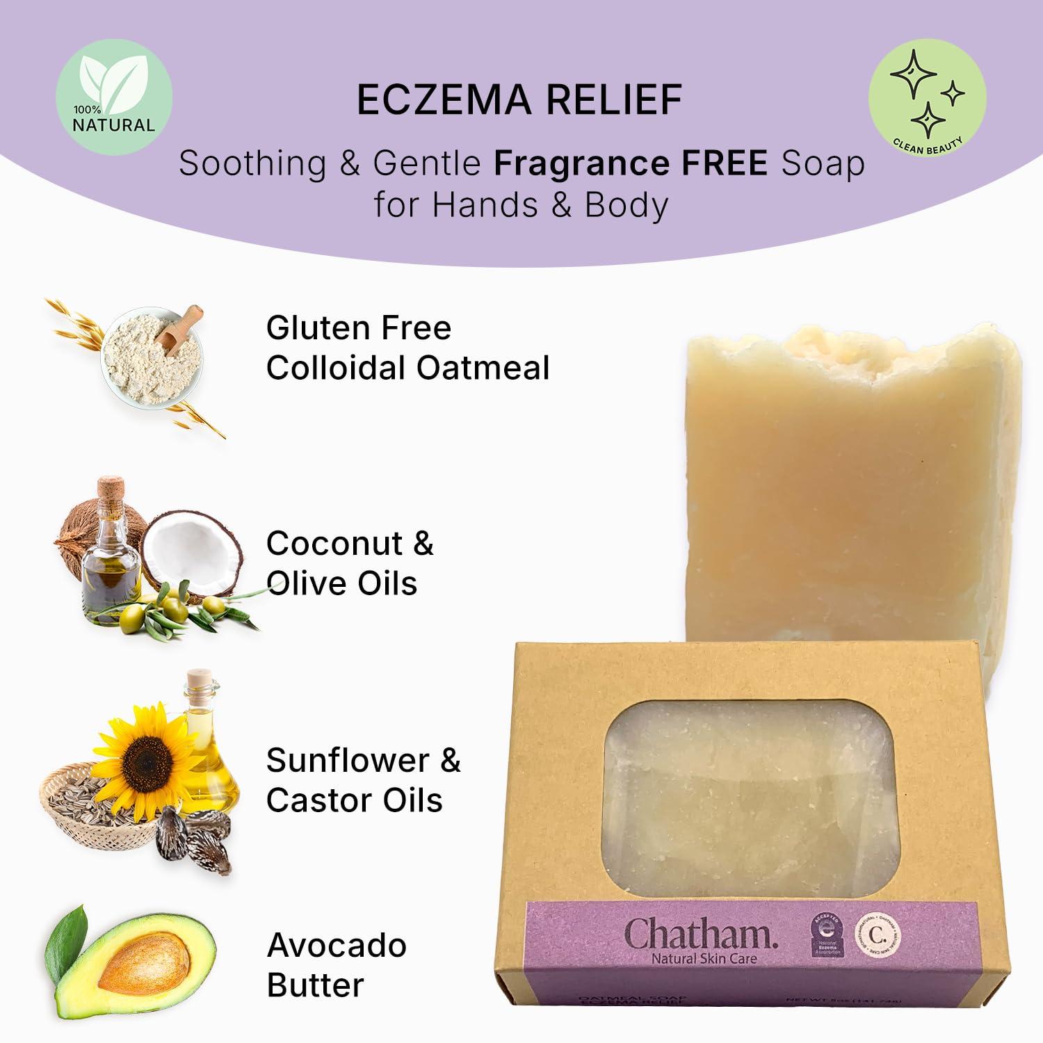 Chatham Natural Skin Care Chatham Natural Skin Care Eczema Relief Oatmeal Soap, oatmeal bath, treatment for eczema rosacea, psoriasis