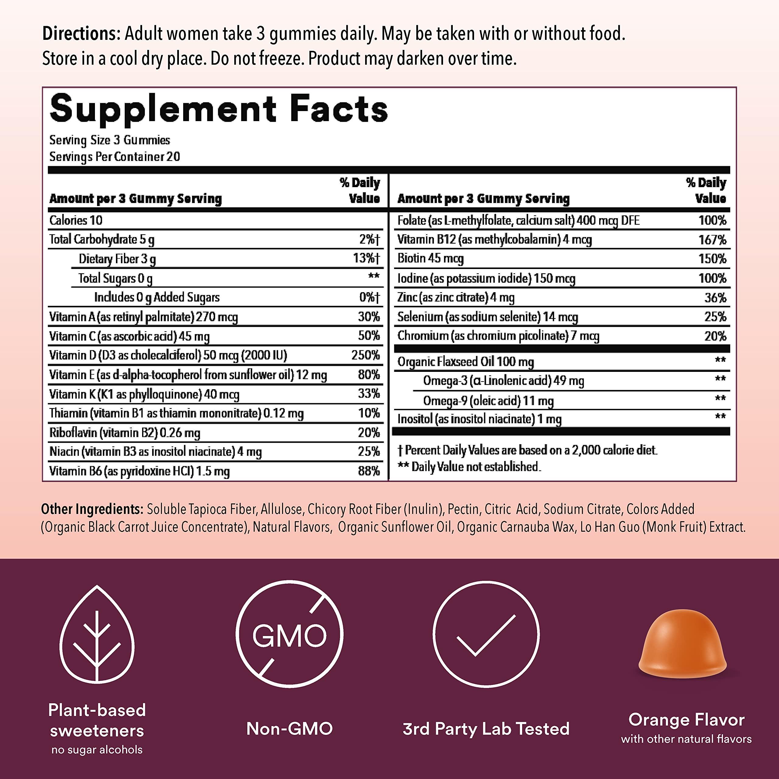 SmartyPants SmartyPants Women\'s Multivitamin Gummies, Sugar Free: Biotin, Methylfolate, Omega 3 (ALA), Vitamin D & Kids Multivitamin Gummies and Fiber Supplement: Omega 3 Fish Oil (EPA/DHA), Vitamin D3
