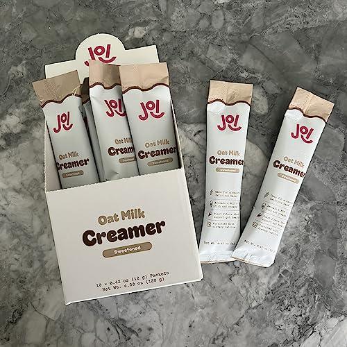 JOI Oat Milk Coffee Creamer, Sweetened 10ct Carton by JOI - Superfood, Vegan, Dairy Free, Plant Based, Kosher, Shelf-Stable, Barista, Fortified with Calcium. Use in Coffee or Protein Shakes. Single Serve.