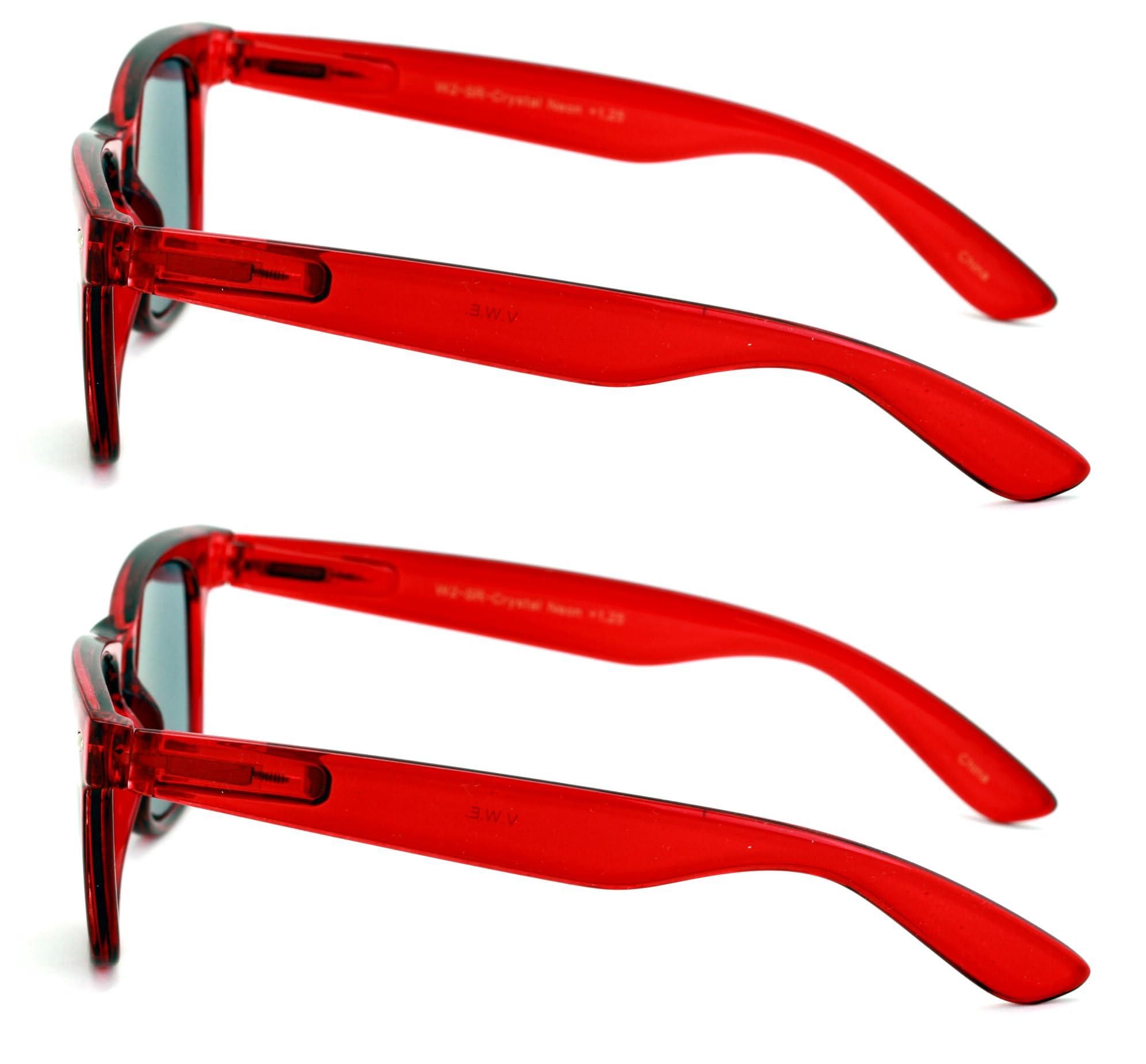 V.W.E. V.W.E. 2 Pairs Classic Outdoor Reading Sunglasses - Comfortable Stylish Simple Readers - Not Bifocal (2 Red, 2.00)