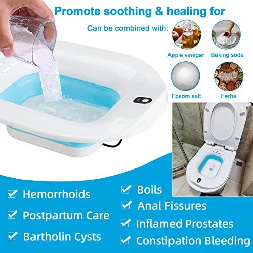 YYYSITZ YYYSITZ Sitz Bath, Electric Sitz Bath for Hemorrhoids, Sitz Bath for Toilet Seat, Postpartum Care Basin, Sitz Baths Salts Bowl for Women Men, Sits Bath Soak Pan, Hip Bath Tub, Collapsible, Blue