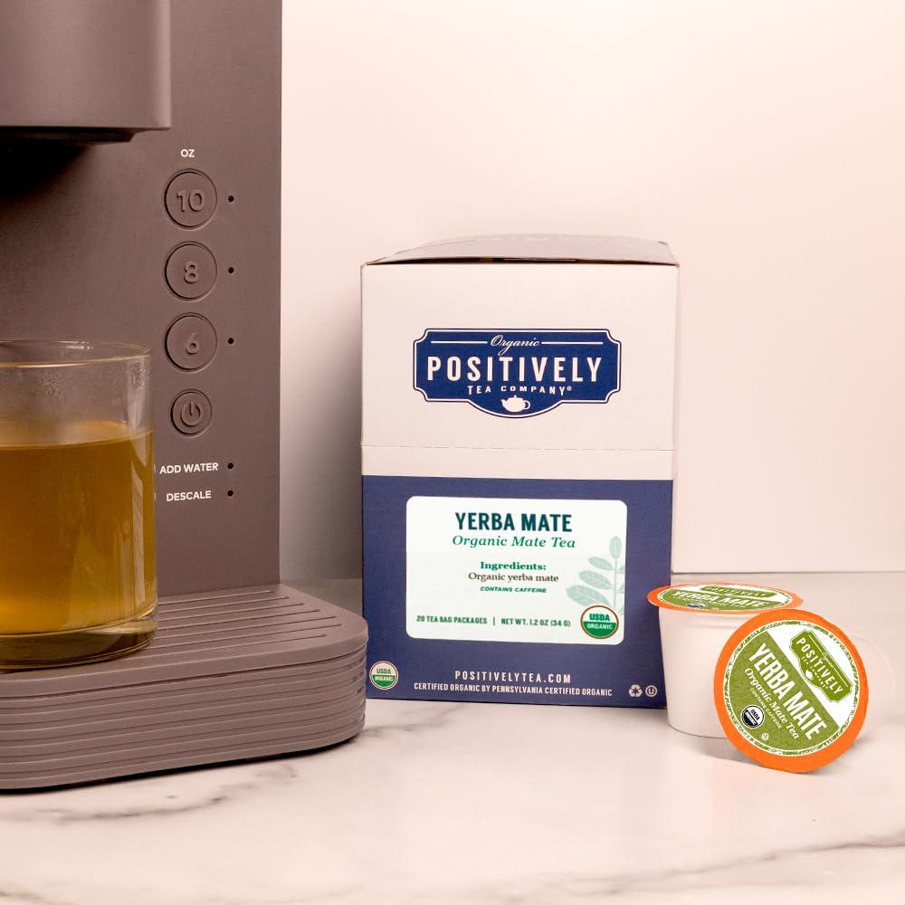 Organic Positively Tea Company Organic Positively Tea Company, Yerba Mate Tea (Unsmoked), K-Cup Compatible, 96 Pods