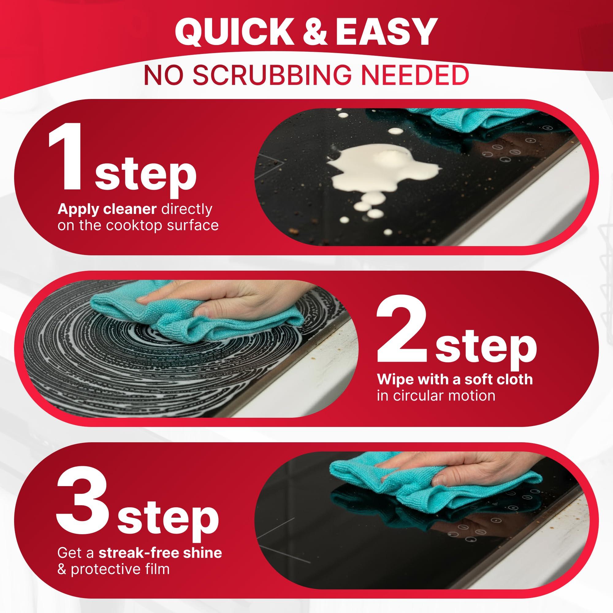 Nordicare Nordicare Stove Top Cleaner Glass Ceramic - Induction Cooktop Cleaner Polish And Protector For Everyday Use - No Scrubbing Pad Needed - Leaves Protective Film - Made In Denmark (16.9oz)