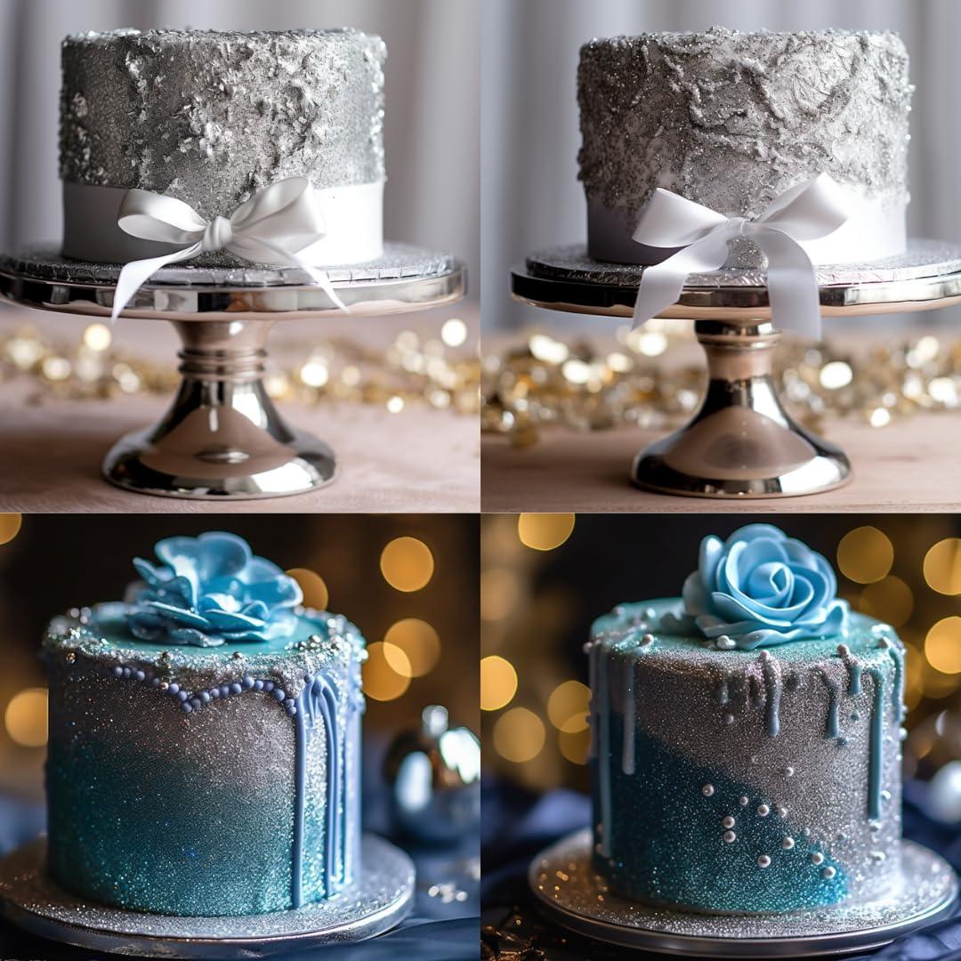 DAZZLE DUST (BULK10g) Silver Edible Glitter For Drinks, Silver Luster Dust Edible Glitter For Cakes, Silver Sprinkles For Cake Decorating, Edible Cake Decorations Drink Glitter 100% Food Safe, Vegan, Gluten Free