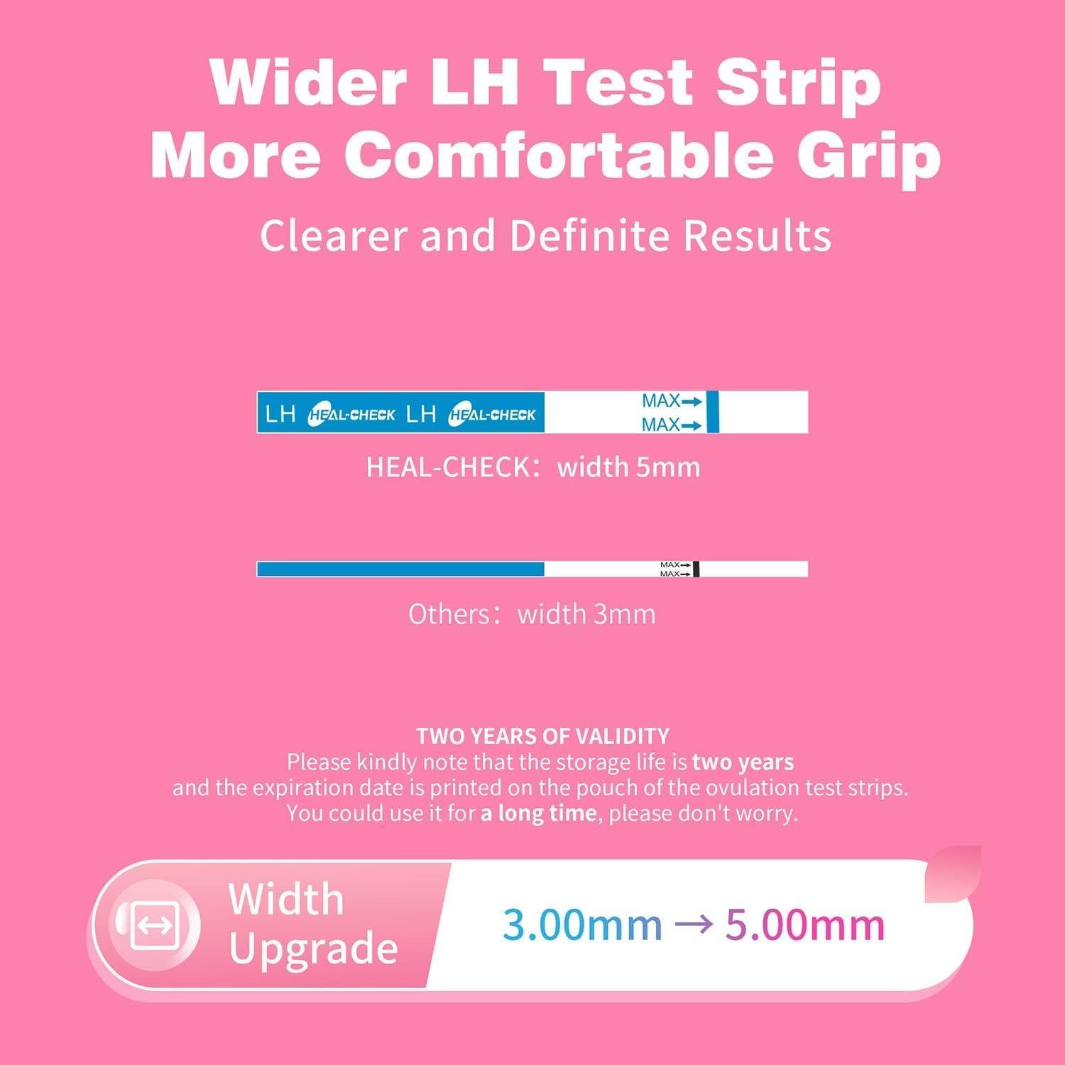 HEAL-CHECK Ovulation Tests, Bulk Ovulation Test Strips for Women, HEAL-CHECK Ovulation Predictor Kit, Accurate Fertility Tests for Home, Individually Wrapped 5mm LH Strips with Cups, FSA HSA Eligible, 40 Count