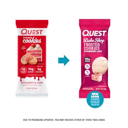 Quest Nutrition Quest Nutrition Frosted Cookies Twin Pack, Strawberry Cake, 1g Sugar, 10g Protein, 2g Net Carbs, Gluten Free, 16 Cookies