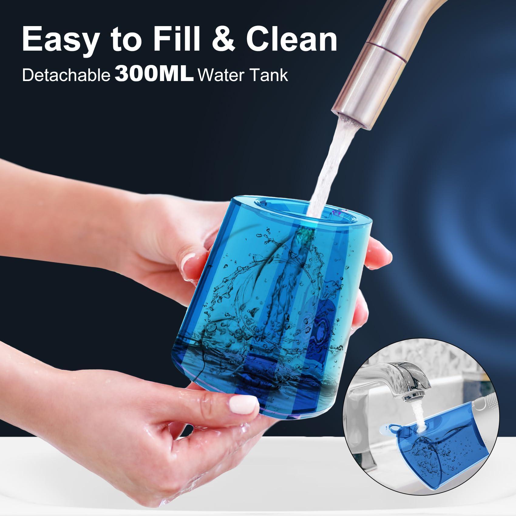Zerhunt Water Flosser Pick for Teeth: 4 Modes Cordless Portable Water Flossers Teeth Cleaner Rechargeable 300ML IPX7 Waterproof Oral Irrigator Flossing Cleaning Picks for Home Travel