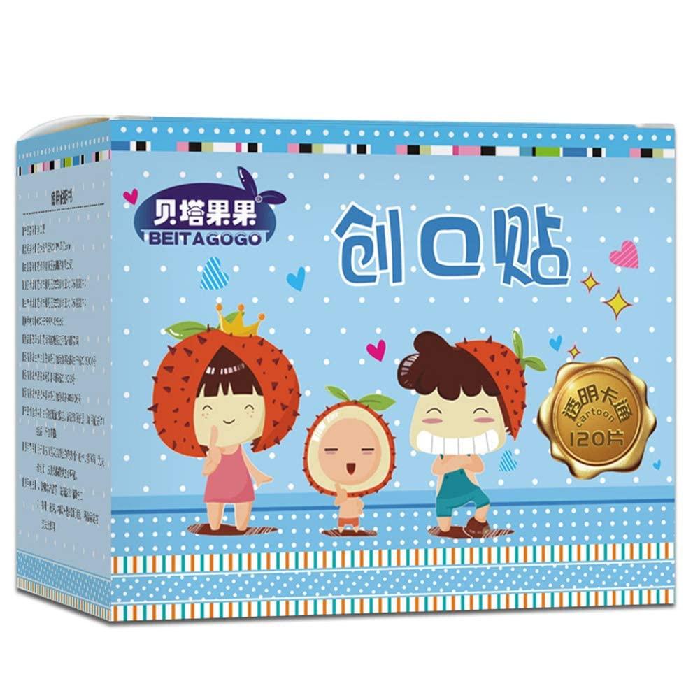 Magic Feier Cute Bandages 120 Count Cute Cartoon Adhesive First Aid Flexible Colorful Fabric Bandages for Kids Children (Blue)