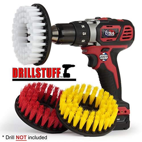 Drillstuff Cleaning Supplies - Drill Brush - Leather Cleaner - Shower Door - Upholstery - Carpet - Bathroom Accessories - Shower Cleaner - Bathtub - Tile - Outdoor - Scrub Brush - Garden - Bird Bath - Granite