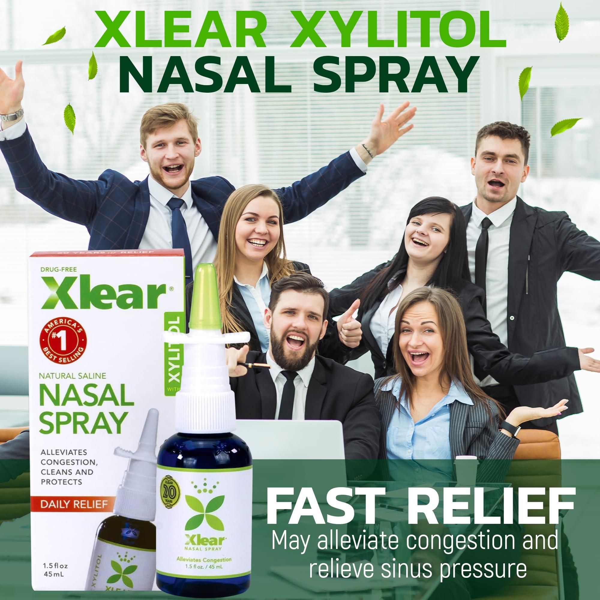 Xlear Xlear Dry Nose Relief Kit, All Day Dry Nose Rescue Kit Including Xlear Nasal Spray with Xylitol, Xlear Rescue Nasal Spray, Xlear Nasal Rinse Neti Pot and 50 Refill Packets
