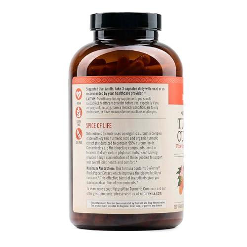 NatureWise NatureWise Curcumin Turmeric 2250mg - 95% Curcuminoids & BioPerine Black Pepper Extract for Advanced Absorption - Daily Joint and Immune Health Support - Vegan, Non-GMO, 360 Count[120-Day Supply]