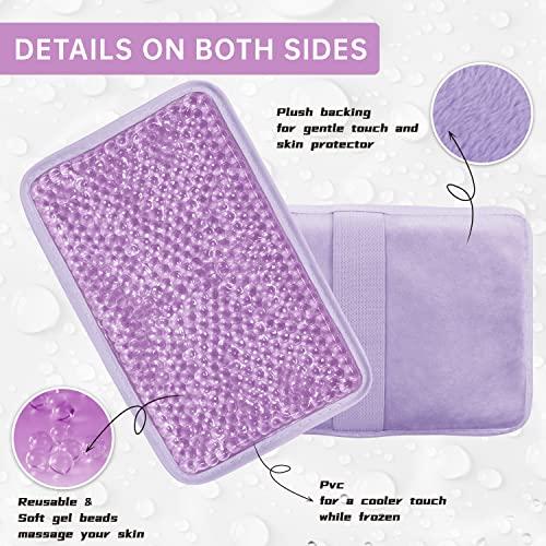 ZNÖCUETÖD Gel Beads Ice Pack Ice Bag with Strap-Reusable Hot & Cold Pack Compress Therapy for Pain, Swelling,Injuries of Knee, Shoulder, Foot, Back, Ankle, Neck, Hip, Elbow, Wisdom Tooth(2Pack,Purple)