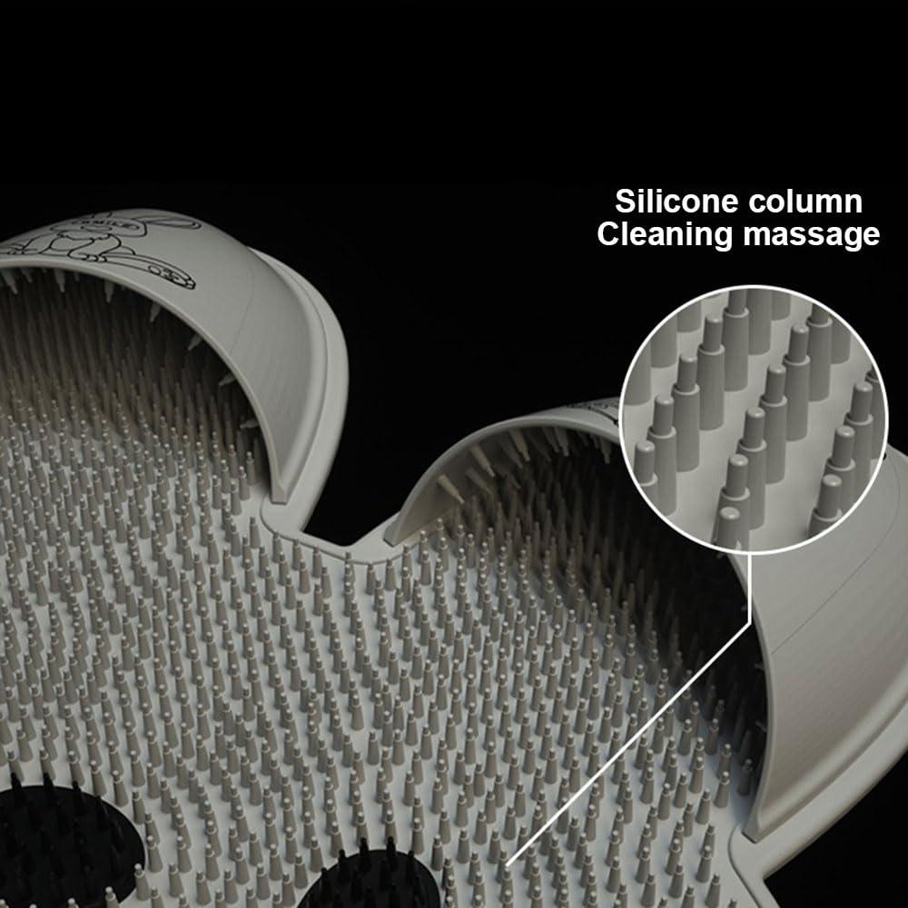 Generic Shower Foot Scrubber Mat with Non Slip Suction Cups,Shower Foot Scrubber Massager Cleaner, Wash Foot Bath Massage Cushion Bathroom Rabbits Shape Slipper for Foot Circulation Reduce Foot Pain Grey