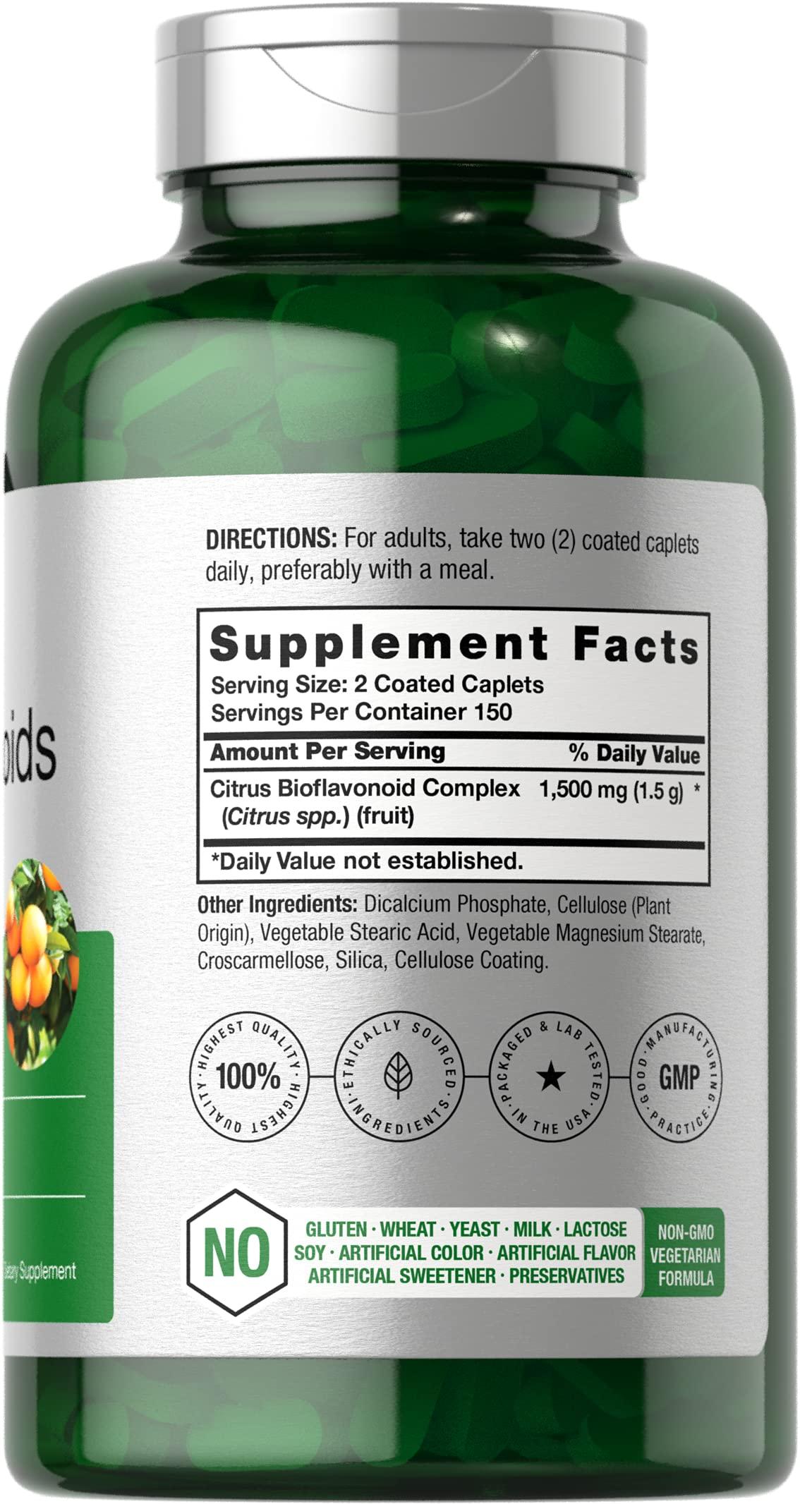 Horbäach Horbach Citrus Bioflavonoids Supplement | 1500mg | 300 Caplets | Vegetarian, Non-GMO, and Gluten Free Formula | Value Size