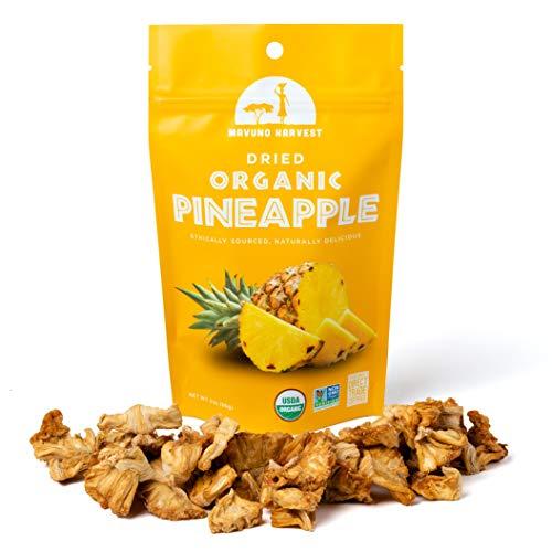 Mavuno Harvest Mavuno Harvest Pineapple Dried Fruit Snacks | Organic Dried Pineapple Chunks| Gluten Free Healthy Snacks for Kids and Adults | No Sugar Added, Vegan, Non GMO, Direct Trade | 2 Ounce, Pack of 3