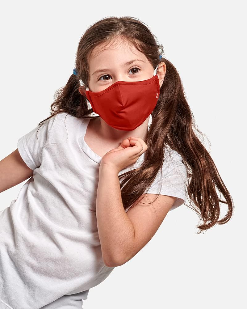 Tommie Copper Tommie Copper Community Wear Face Masks for Kids I Double Lined, Ear Straps & Nose Wire, Face Covering (Pack of 2) - Cobalt Blue and Adrenaline Red