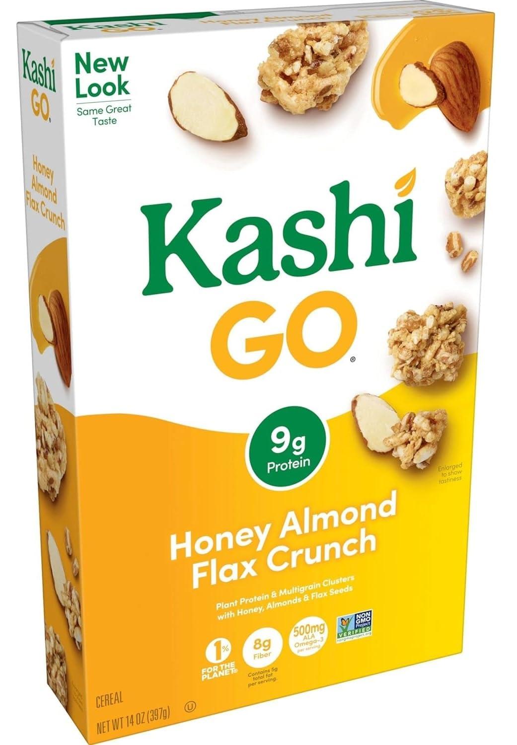 Kashi Generic.Kashigo - Cold Breakfast Cereal - Vegan Protein - Fiber Cereal - Honey Almond Flax Crunch - 14 Oz Box (2 Boxes)