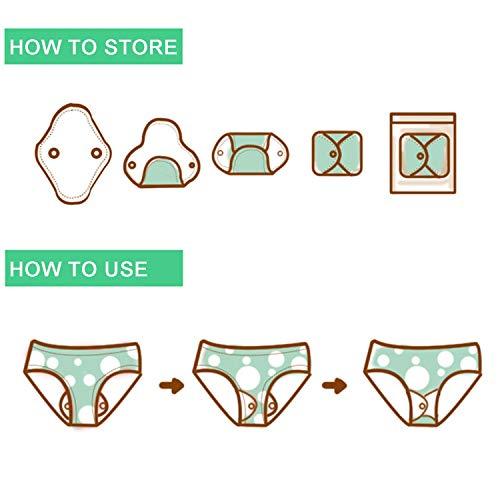Teamoy Teamoy 10pcs Cloth Panty Liners, Reusable Sanitary Pads with Wet Bag, Washable Cloth Menstrual Pads with Charcoal Absorbency Layers (Lemon Series, 3pcsx7.9"+ 4pcsx10"+ 3pcsx11.6")