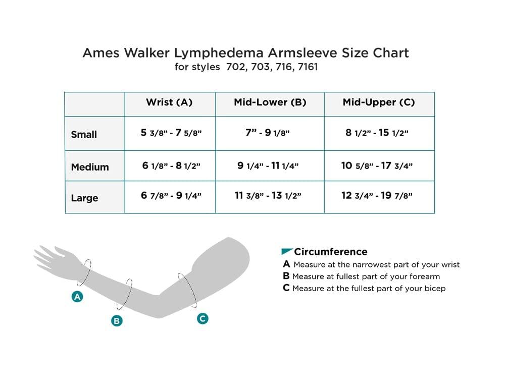 Ames Walker Ames Walker AW Style 7161 Lymphedema Armsleeve w/Silicone Top Band 20-30 mmHg Medium Natural - Manage edema swelling post mastectomy conditions - comfortable fabric