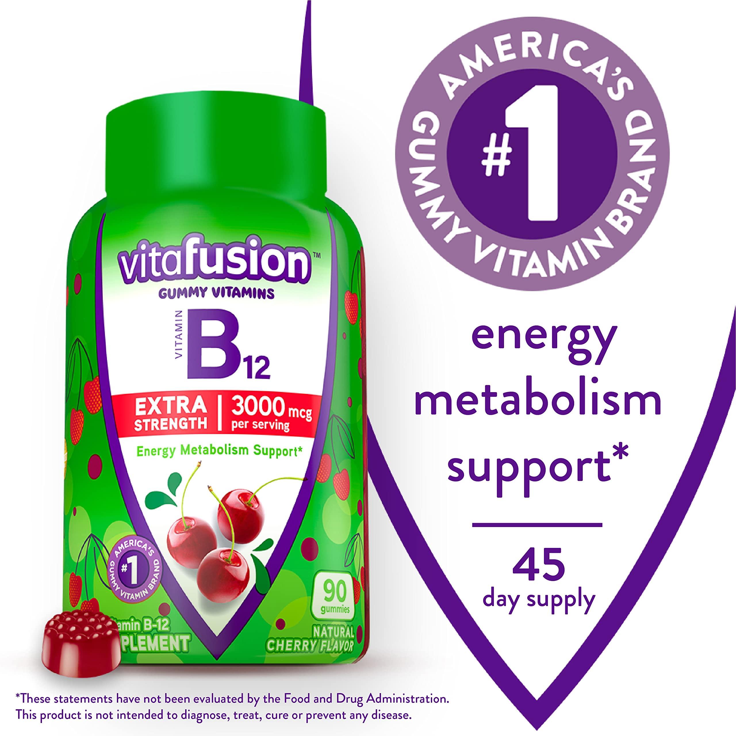 Vitafusion Vitafusion Extra Strength Vitamin B12 Gummy Vitamins for Energy Metabolism Support and Nervous System Health Support & Vitamin D3 Gummy Vitamins for Bone and Immune System Support