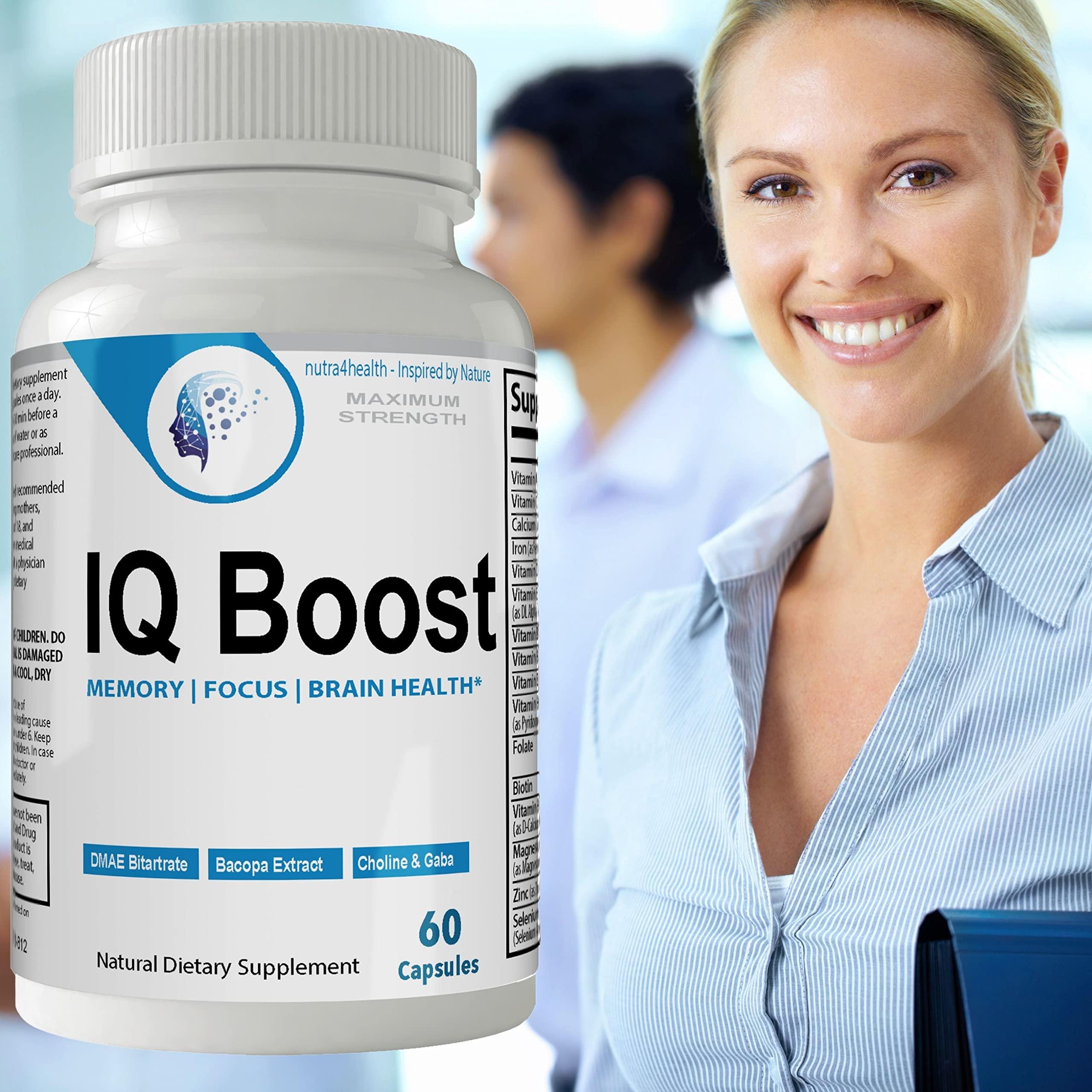 nutra4health LLC IQ Boost Smart Pill Optimal Cognitive Support Brain Omega Original Nootropic Pills Capsules by nutra4health