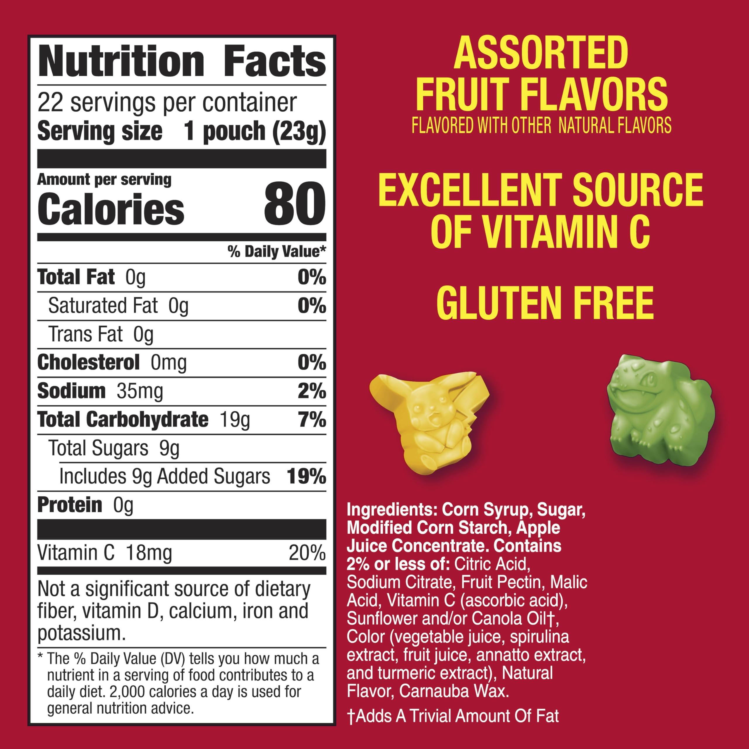 Betty Crocker Pokemon Fruit Flavored Snacks, Treat Pouches, Gluten Free Snack, Value Pack, 22 Ct, 17.6 oz