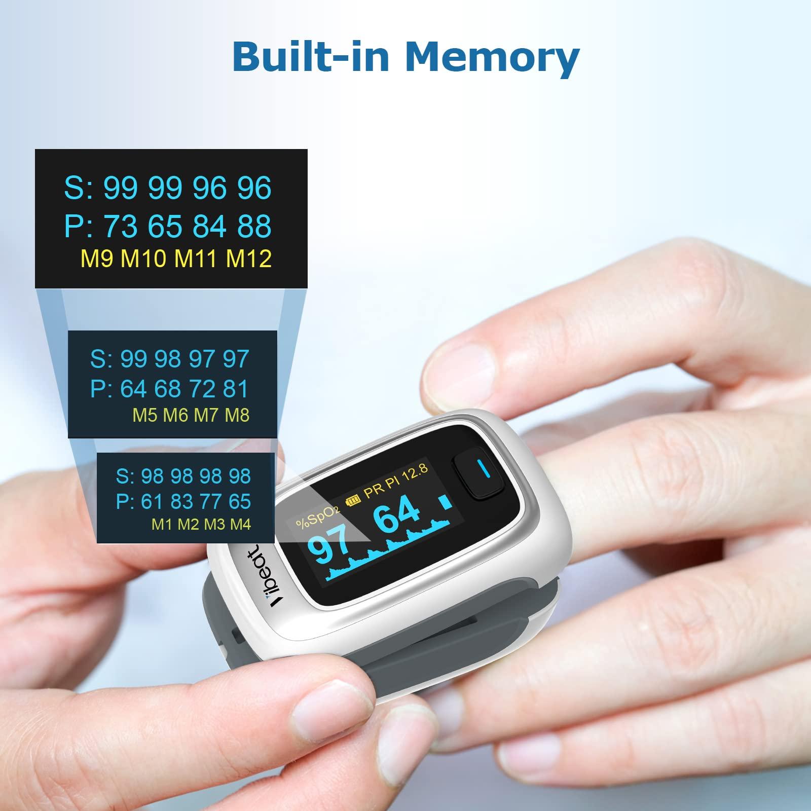 Vibeat Vibeat Bluetooth Fingertip Pulse Oximeter with Pulse Rate, Blood Oxygen Saturation Monitor | Finger O2 Meter, Batteries and Lanyard Included, Free APP, FSA/HSA Eligible