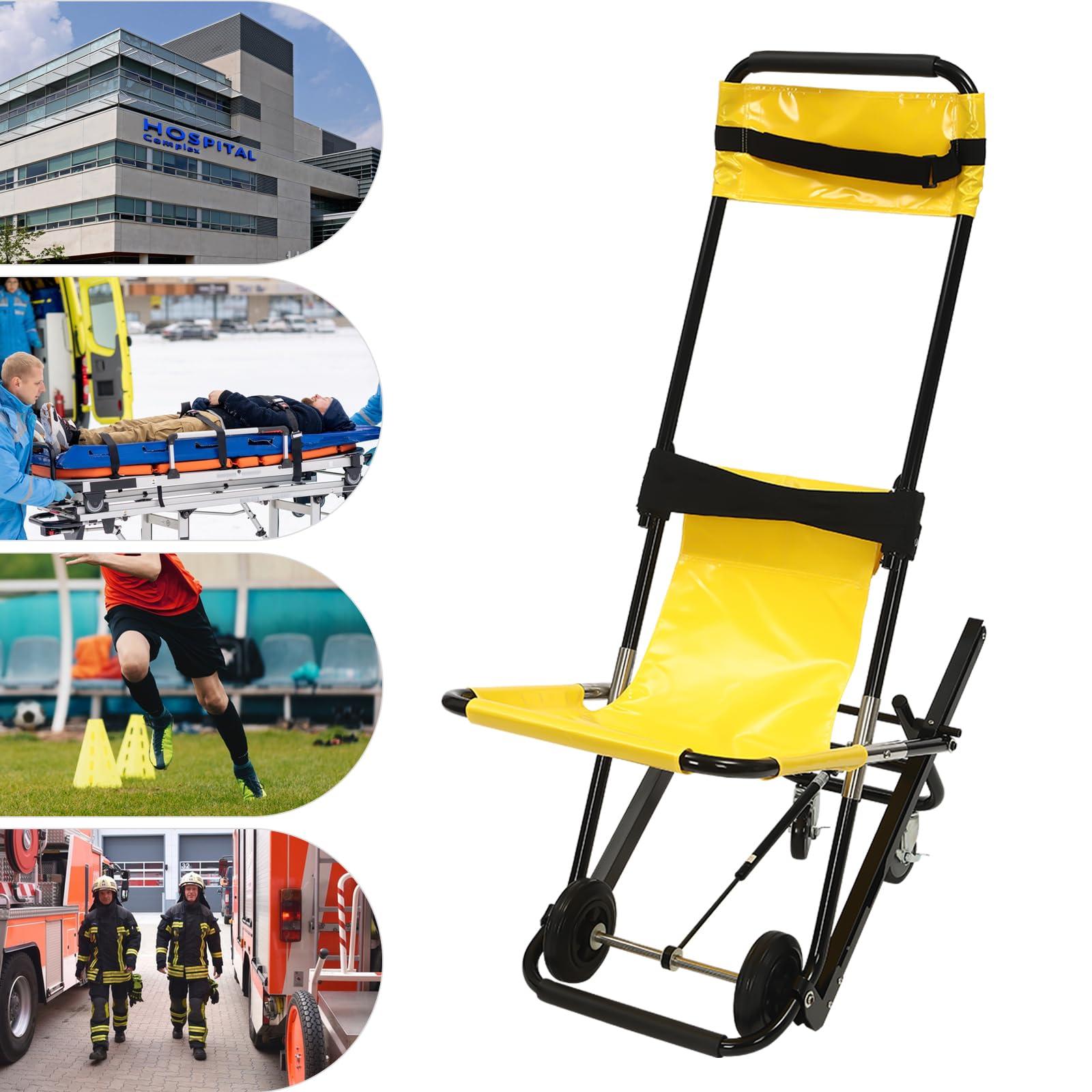 SanBouSi Manual Lift Stair Chair, Transfer Stair Chair Lift Portable Evacuation Chair Wheelchair for Seniors for One-Person Operation of Daily Transfers, Folding Stair Chair - Lifts Up to 350 lbs