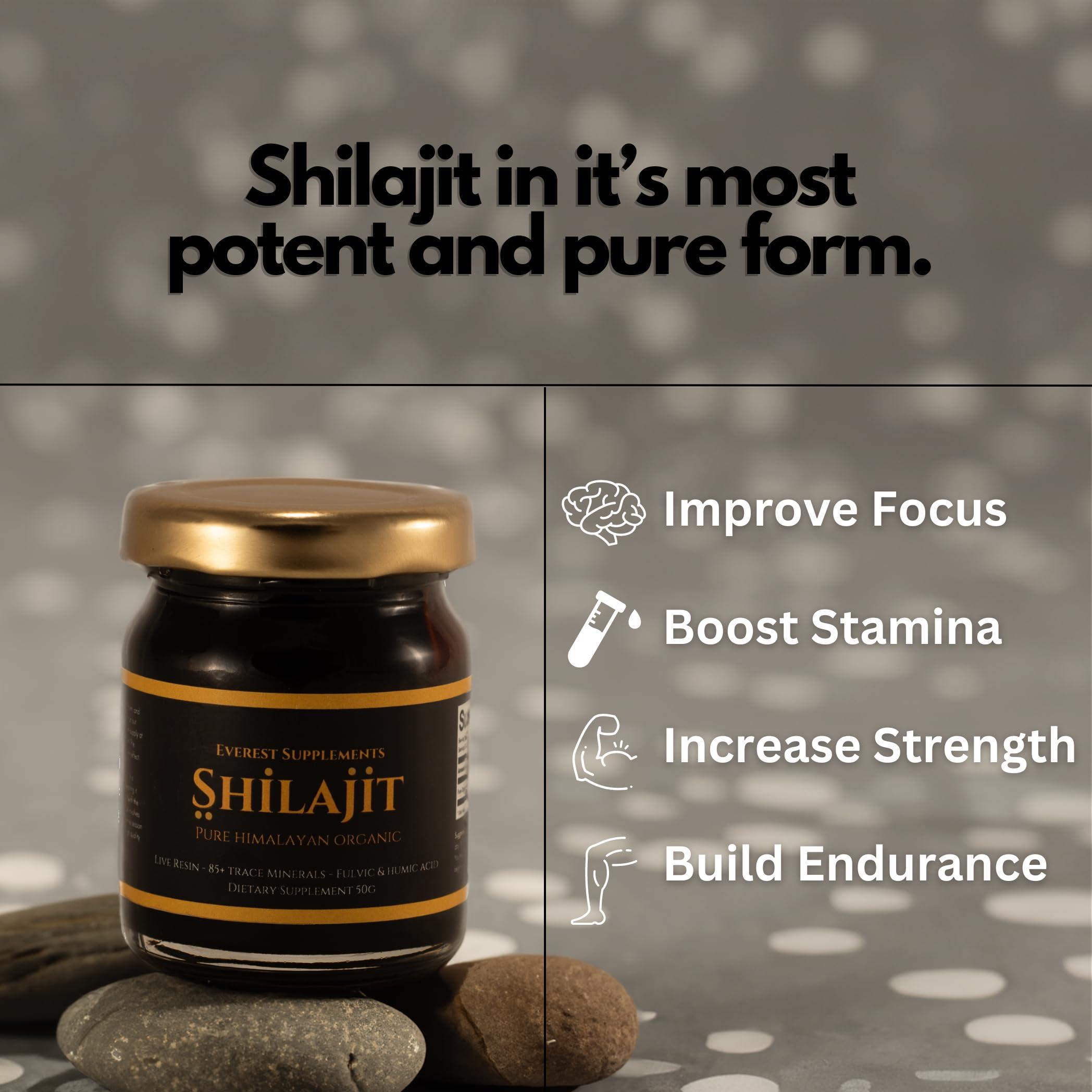Everest Supplements Shilajit Pure Himalayan Organic Shilajit Resin - Shilajit for Men - Gold Grade 500 mg Maximum Potency - 85 Trace Minerals & Fulvic and Humic Acid for Energy Immune Support, 30 Grams