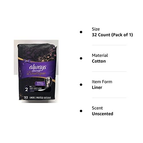 Always Discreet Always Discreet Boutique Incontinence Liners, Size 2, Very Light, Long, 32 Liners