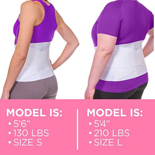 BraceAbility BraceAbility Women's Back Brace for Female Lower Back Pain - Lightweight Soft White Elastic Lumbar Compression Support Belt is Discreet Under Clothes for Ladies, Nurses, Walking (L)