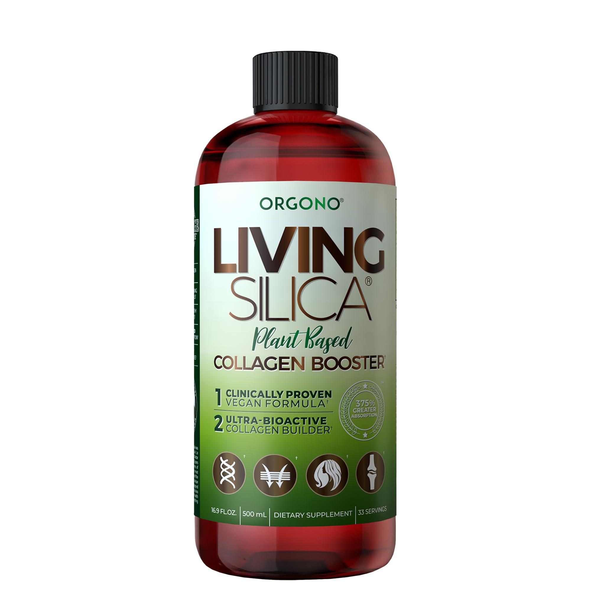 Orgono Living Silica Living Silica Plant Based Collagen Booster | Vegan | Supports Healthy Collagen and Elastin Production for Joint & Bone Support, Glowing Skin, Strong Hair & Nails 500 ml | 16.9 Fl Oz
