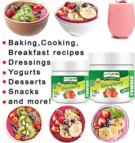 MYVIDAPURE MYVIDAPURE STRAWBERRY POWDER Freeze-Dried 100% Pure RAW Gluten Free, Non-GMO Superfood Powder for Smoothie, Beverage Blend. 3.53 oz  100 gr
