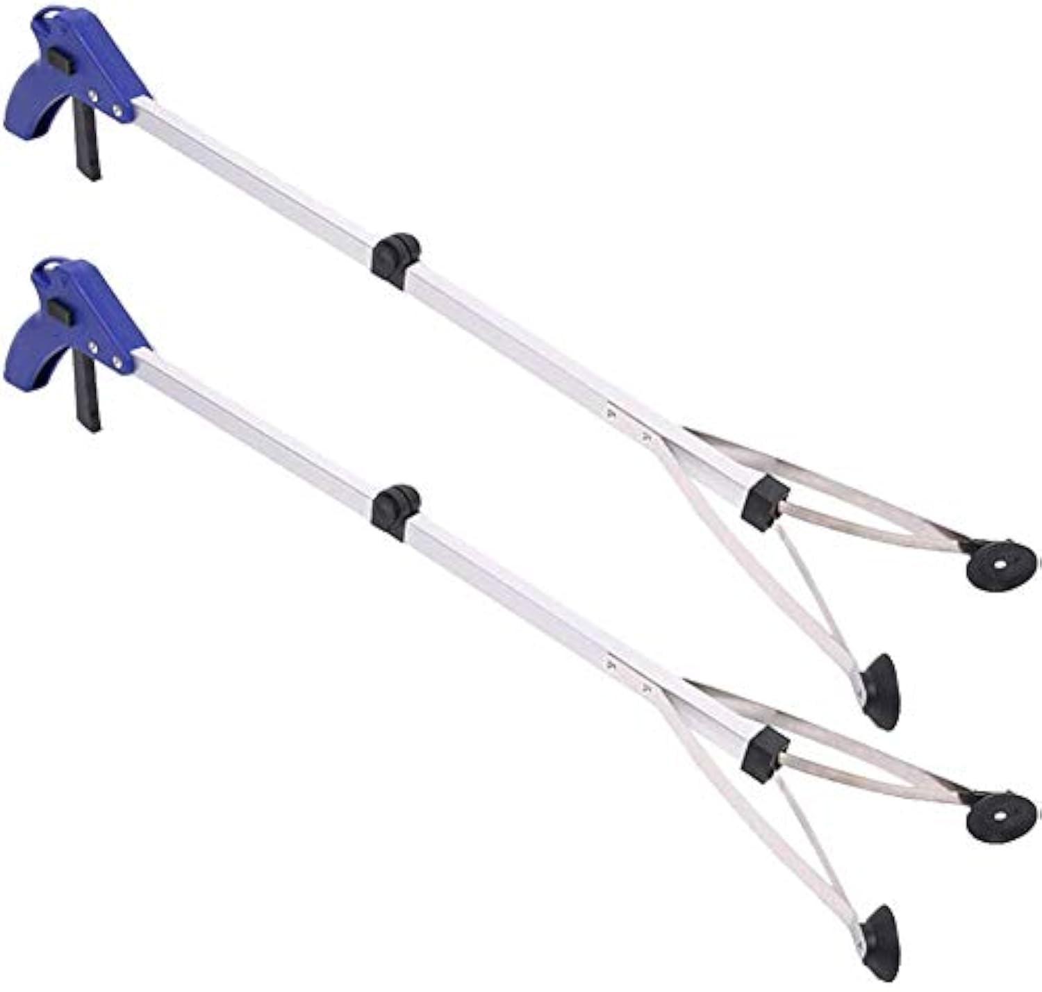 Spark Sparks 2 Pack Foldable Reacher Grabber Tool, Long 32" Foldable Extender Gripper Tool, Suction Cups for Precise Work, Claw Trash Garbage Picker, Garden Nabber, Mobility Aid Pick Up Tool