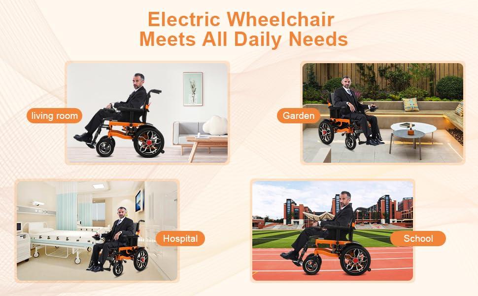 MSFDC Lightweight Electric Wheelchair,Foldable Electric Wheelchairs for Adults,20 Mile Long Travel Range Power Wheelchairs Intelligent Motorized Wheelchair for Seniors,Portable Airline Approved (20in Seat)
