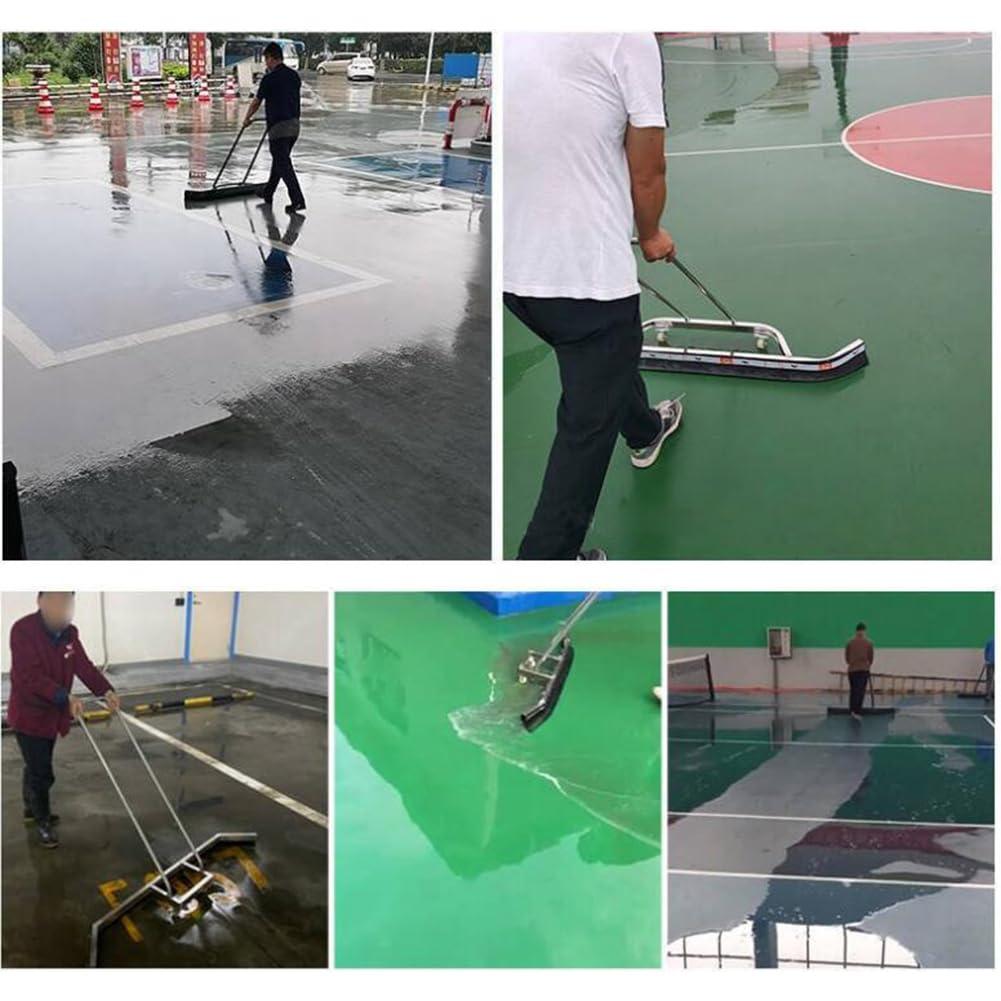 FOZCJS Tennis Court Squeegee, Stainless Steel Sport Squeegee Sweepe Floor Water Remover Rain Shuttle Squeegee Broom for Sport Courts, Garages, Flat Floor, Silver