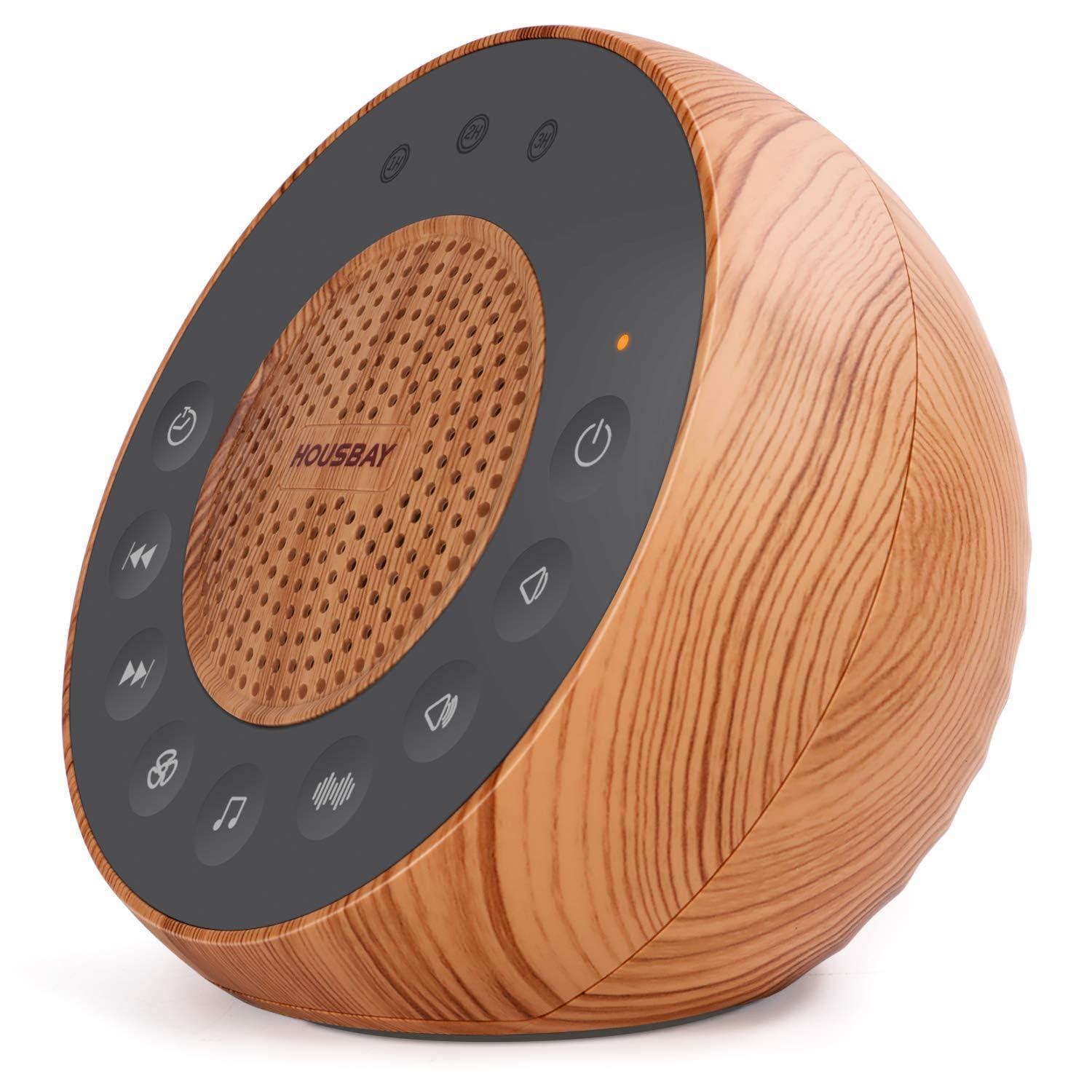HOUSBAY Housbay White Noise Machine with 31 Soothing Sounds, 5W Loud Stereo Sound, Auto-Off Timer, Adjustable Volume, Sleep Sound Machine for Baby, Kid, Adult -Wood Grain