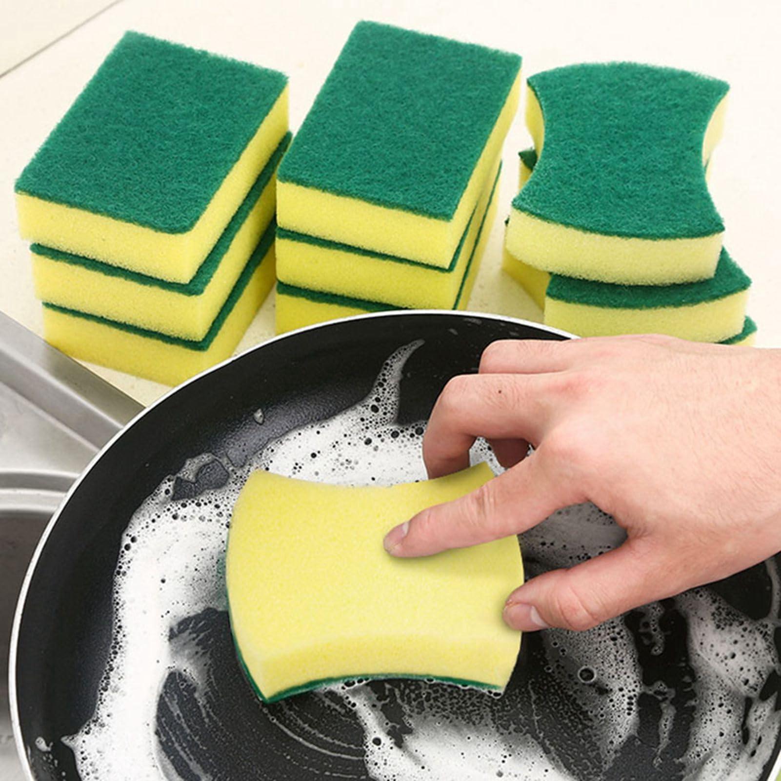 Gsycle 10PCS Dish Sponge, Double Face Kitchen Sponges Convenient Cleaning Sponges Dish Scrubber Sponge with Scouring Pad for Kitchen Bathroom