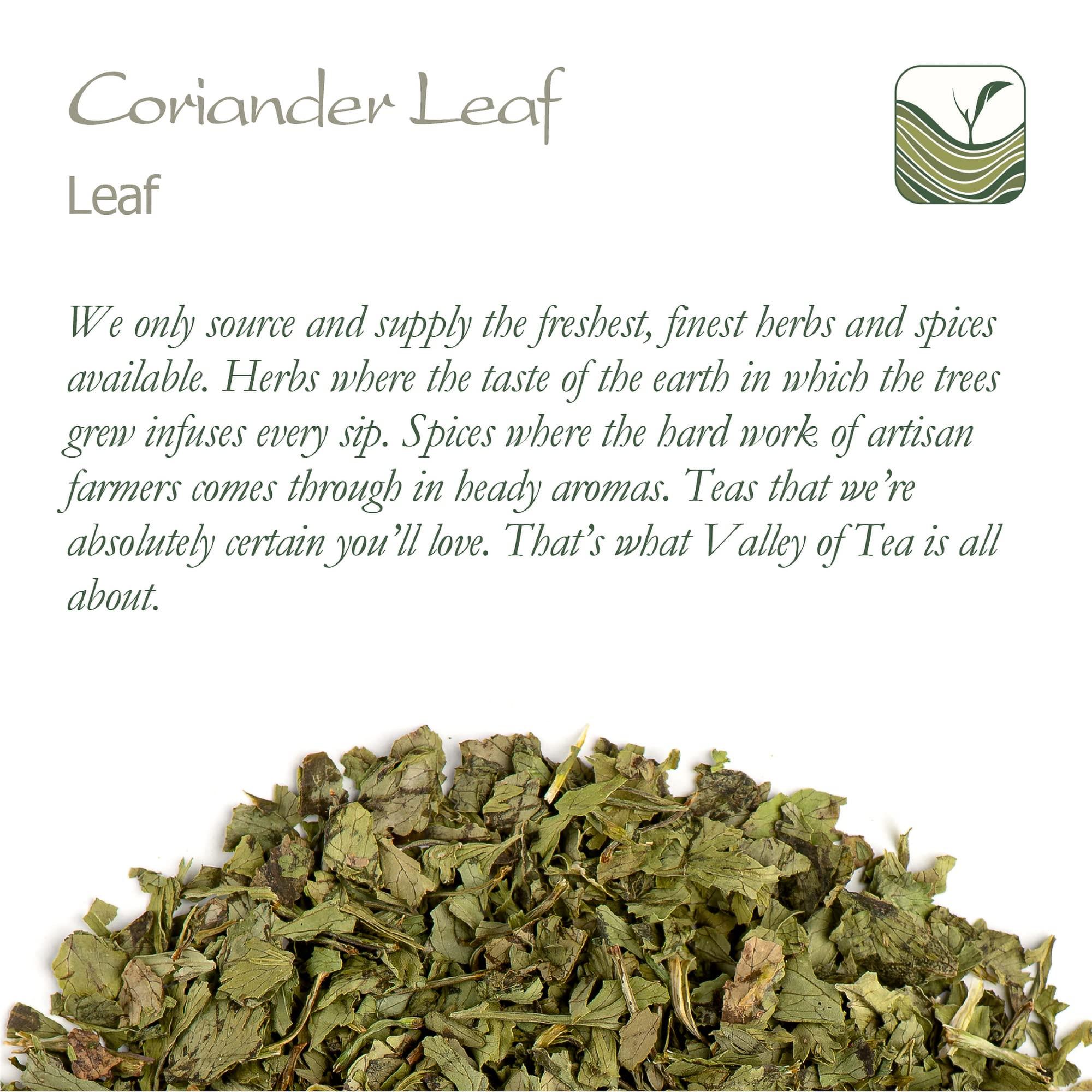 Valley of Tea Coriander Leaves Dried Organic Quality - Dried Cilantro Leaf 100g